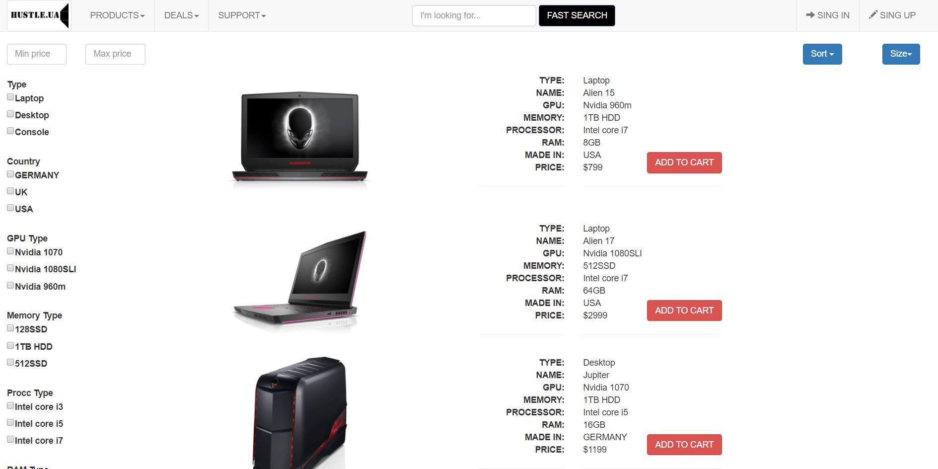 Фото Online store of computer technics design.