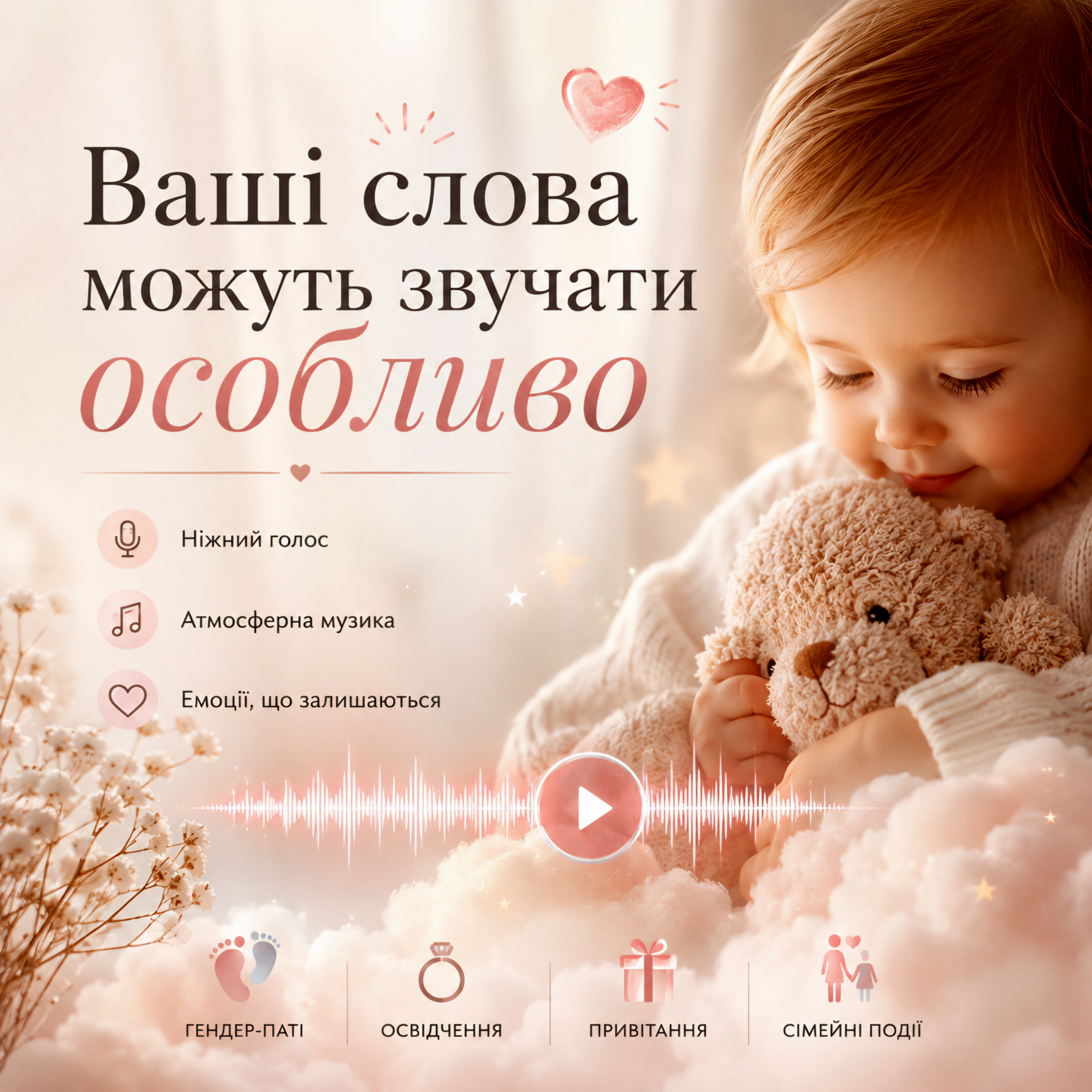 Фото Створю ніжне аудіо привітання для гендер-паті 1