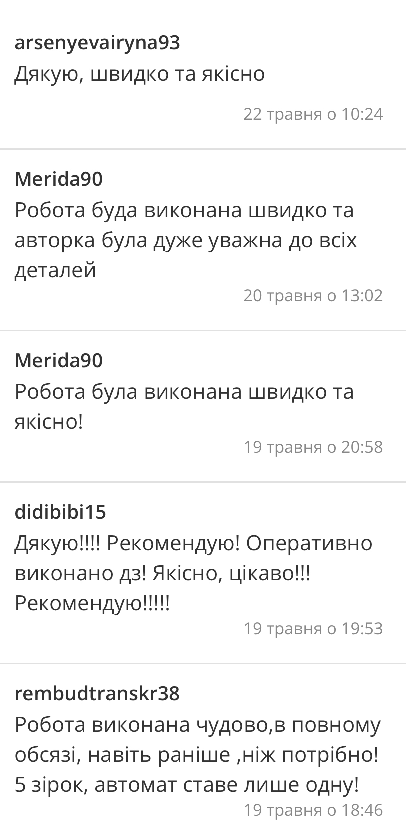 Фото відгук замовника на написання роботи