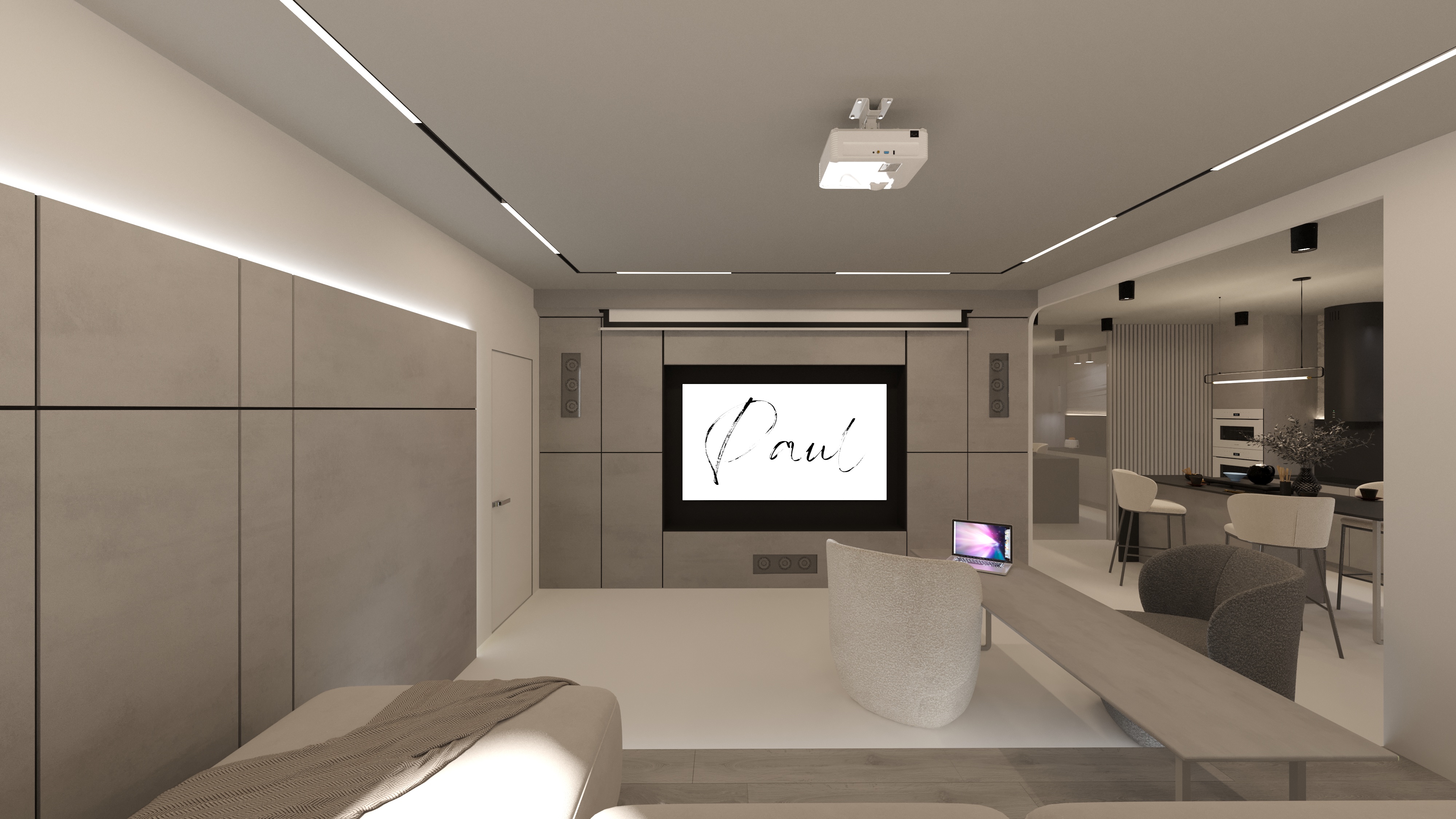 Фото Візуалізація кімнати з проектором на прохання замовника