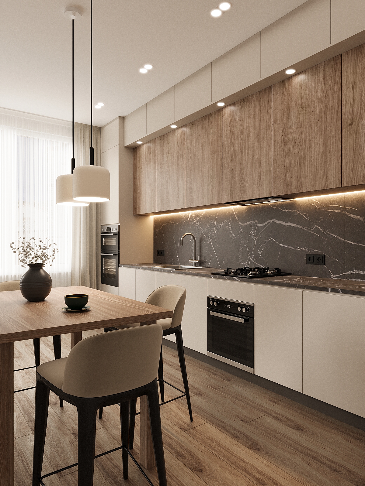Фото Візуалізація кухні у сучасному стилі. Виконано за допомогою 3ds Max + Corona Render. Більше робіт у моєму профілі в інстаграм https://www.instagram.com/tb_3dvisualizer?igsh=dTQ1NDBqcnd0Ymxu