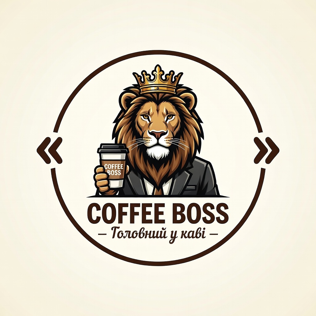 Фото Розроблено концепцію фірмового логотипа для кав’ярні COFFEE BOSS. Створено унікальний образ бренду — брутального лева в пиджаку та короні, який тримає стаканчик кави. Лев символізує силу, впевненість і статус, а корона підкреслює ідею «боса».

Підібрано кольорову палітру в кавових, графітових, кремових і золотистих відтінках. Розроблено композицію логотипа, поєднано ілюстрацію персонажа з назвою бренду COFFEE BOSS і слоганом «Головний у каві».

Зображення було доопрацьовано: покращено якість, чіткість і деталізацію, згладжено контури, усунуто візуальні недоліки та підготовлено логотип для використання на стаканчиках, вивісці, меню, упаковці й у соціальних мережах.
