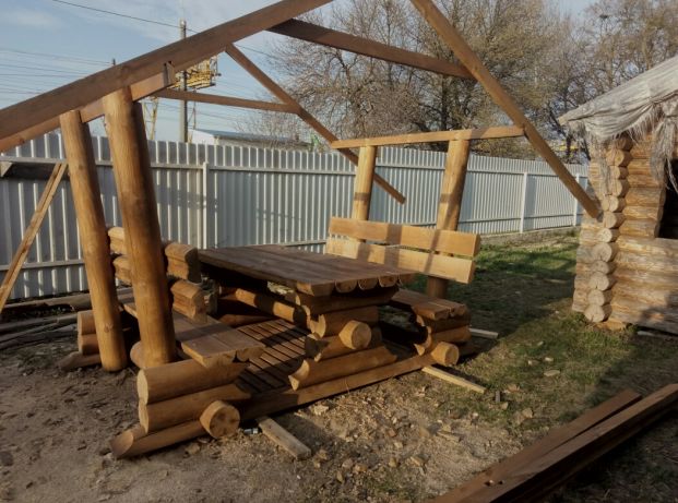 Фото Беседка из оцилиндровки 
