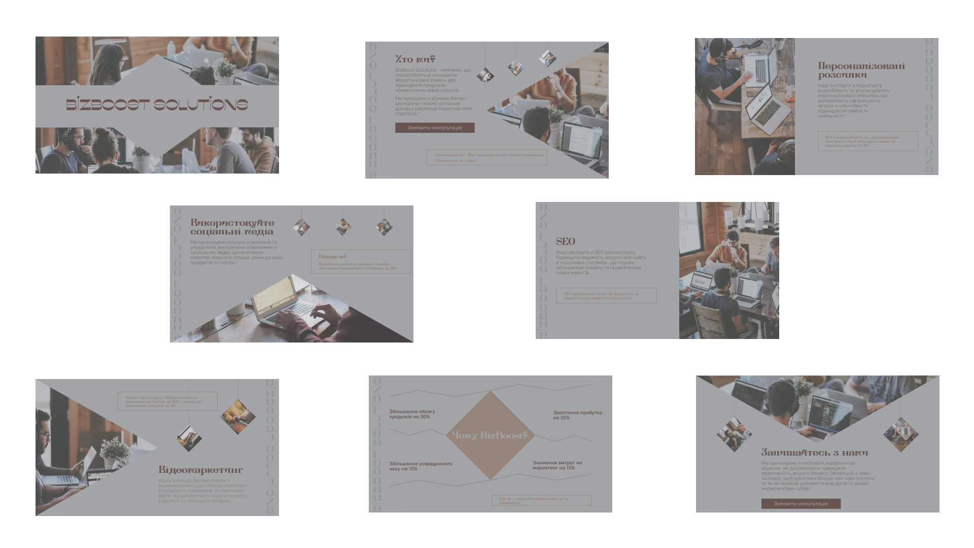 Фото Презентація для маркетингової агенції Bizboost Solutions. Робота виконана за допомогою Figma