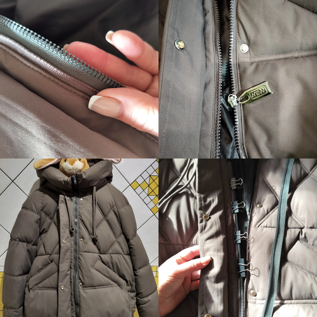 Фото Заміна блискавки у куртці кольору тауп вшита нова сірого кольору