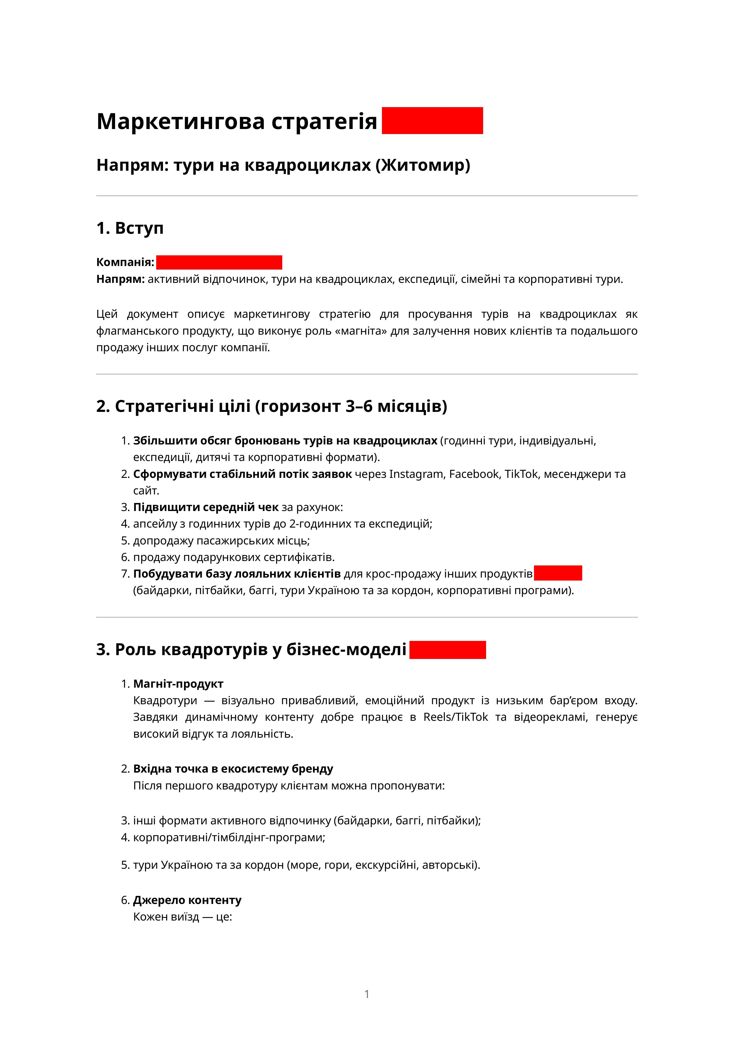 Фото Пртклад короткої стратегії просування