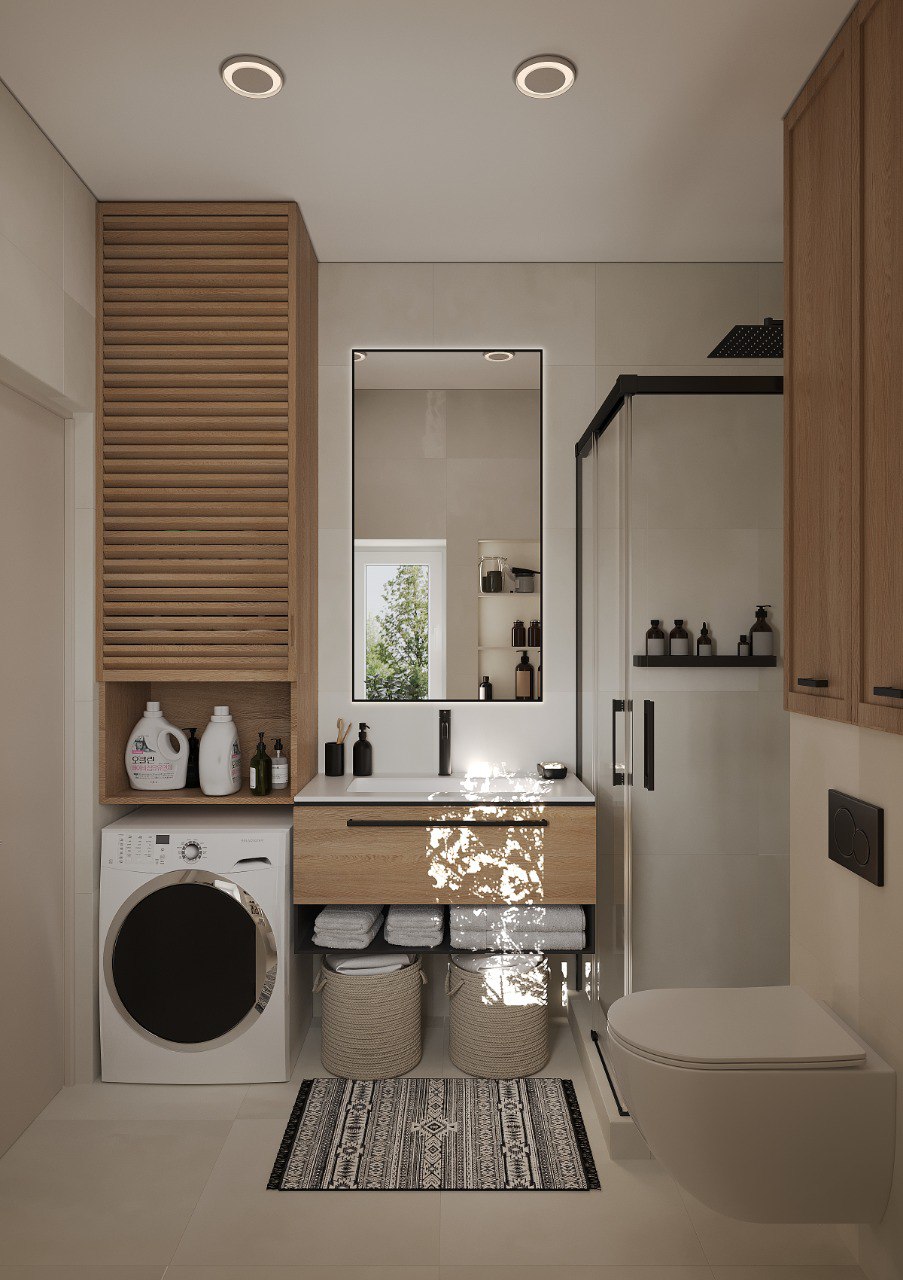 Фото 3D візуалізація санвузлу, розробка повного дизайну інтер*єру для приватного будинку.