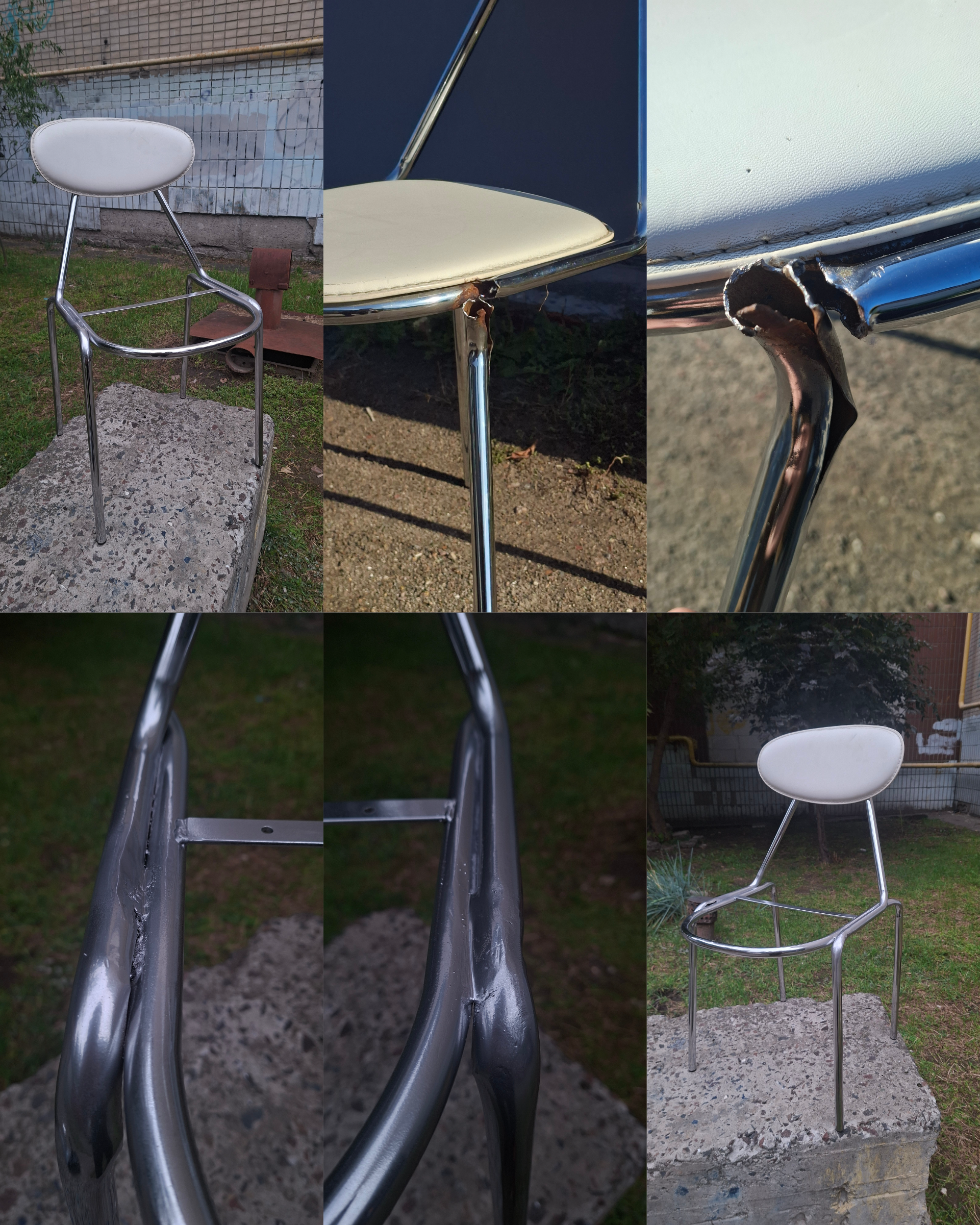Фото Підварив та пофарбував в кольорі срібного хрому ніжку стільця