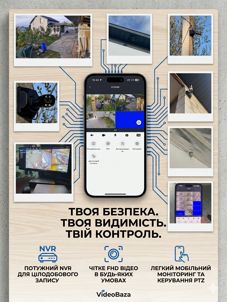 Фото Встановлення відеоспостереження під ключ
Монтаж відеонагляду 
Налаштування відео реєстратора 
Налаштування відеокамери