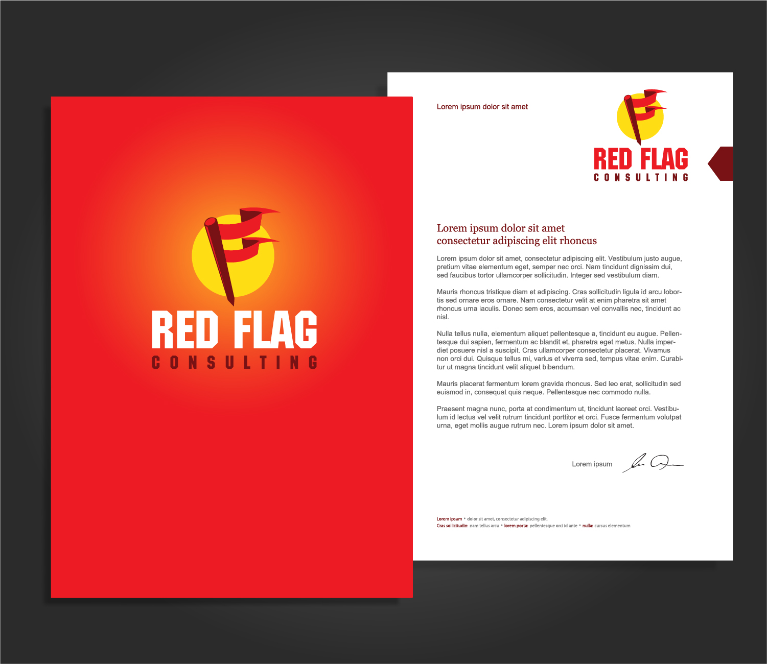 Фото Разработка логотипа и фирменного стиля для фирмы Red Flag