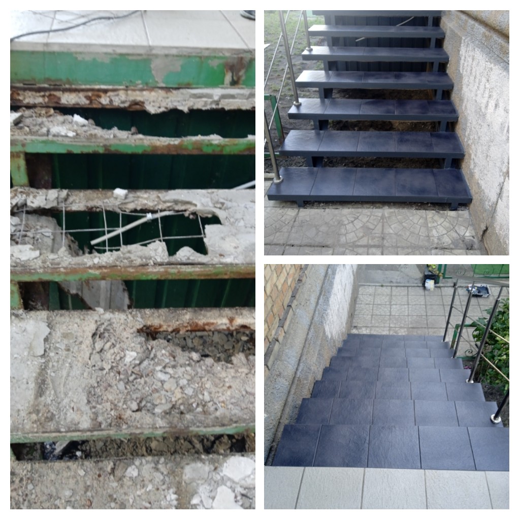 Фото заливка бетона и ремонт лестницы 