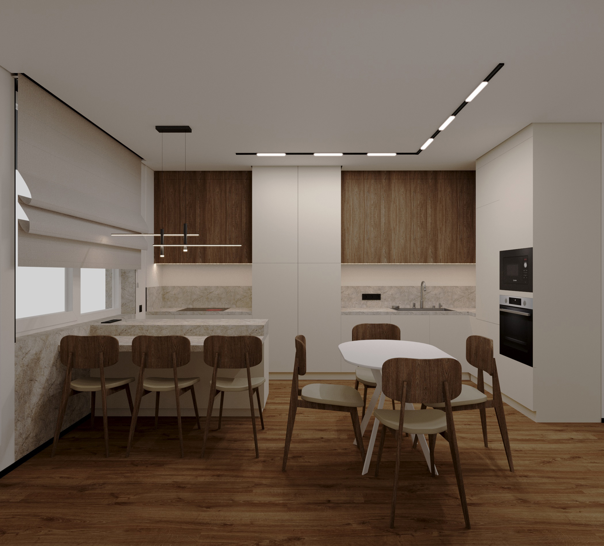 Фото Візуалізація з підбором елементів інтер'єру трикімнатної квартири(кухня)