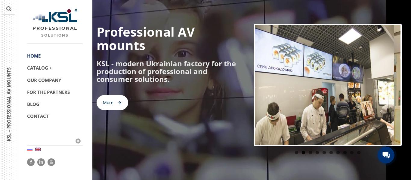 Фото Создание сайта для компании ksl-av.com по производству креплений для аудио и видеотехники и комплексной металлообработке
