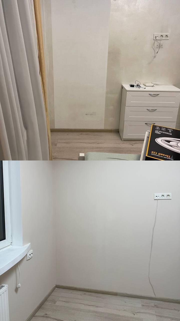 Фото покраска до и после, с подготовкой стен