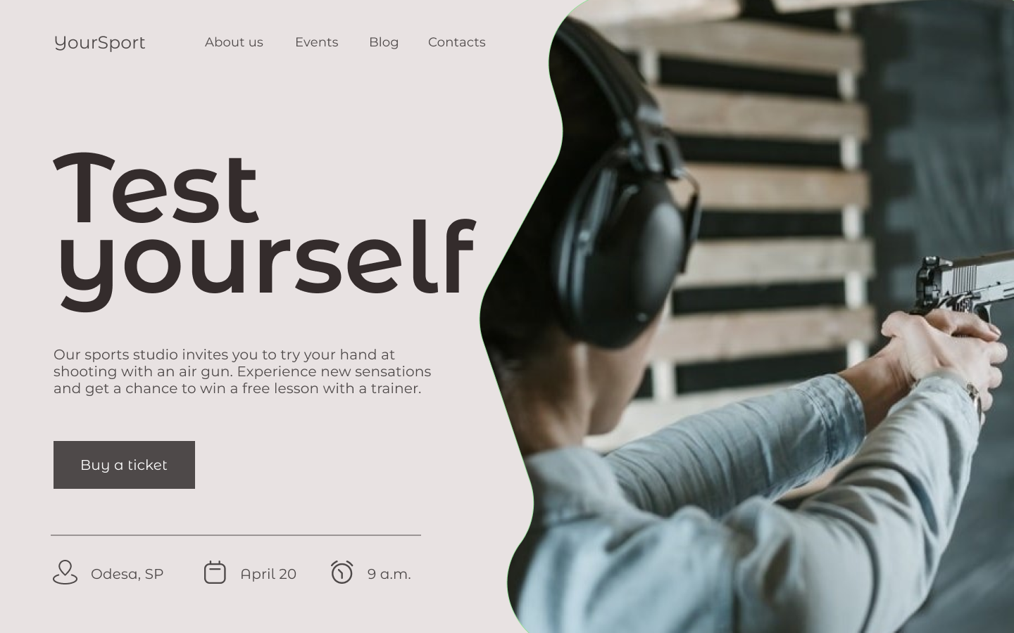 Фото Landing page запрошення на відвідування заходу з стрільби