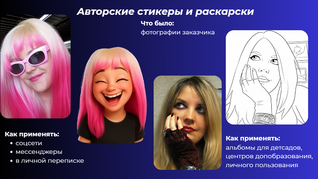Фото Создание стикера и раскраски на основе узнаваемого стиля человека. Срок выполнения - до 24 часов.