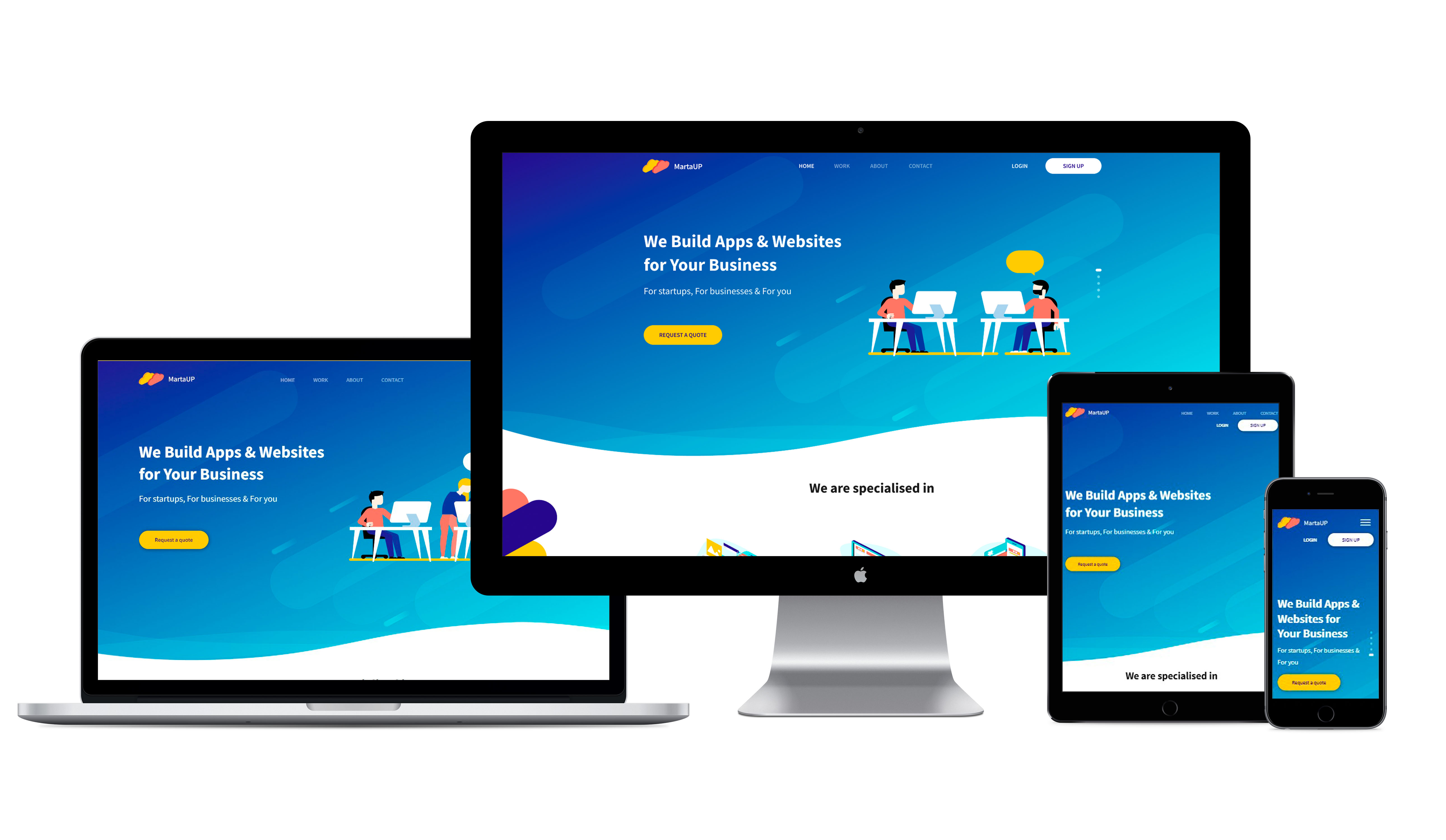 Фото Лендинг для веб-студии
Верстка лендинга на чистом HTML/CSS/JS, фреймворк jQuery
https://helkprogram.github.io/martaUP