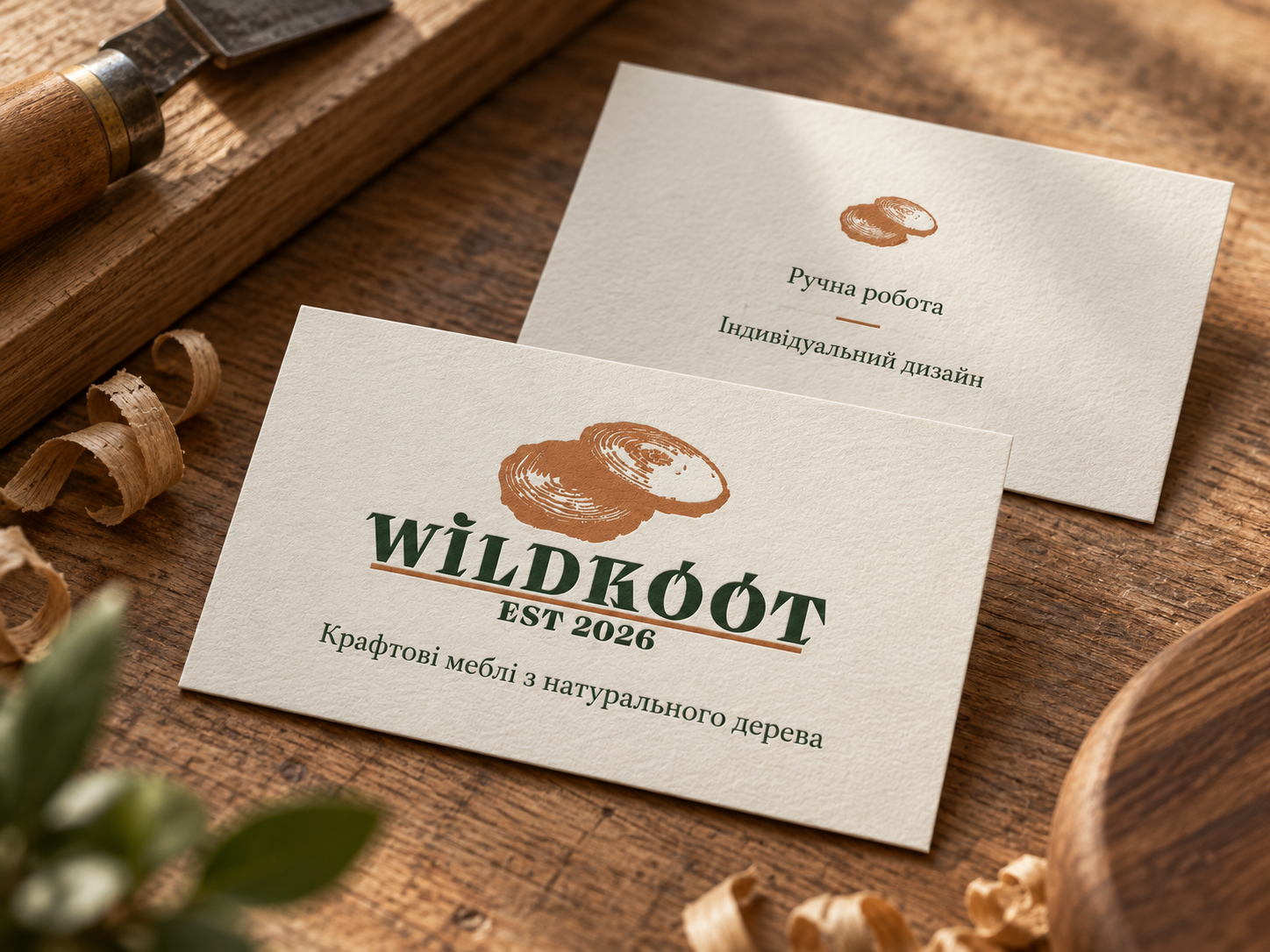 Фото WILDROOT — розробка логотипу для бренду меблів

Створення логотипу для бренду крафтових меблів із натурального дерева. Основна ідея — поєднати природність, ручну роботу та преміальну подачу. Опрацьовано графічний символ, типографіку, кольорову гаму та приклад використання на фірмовій продукції.