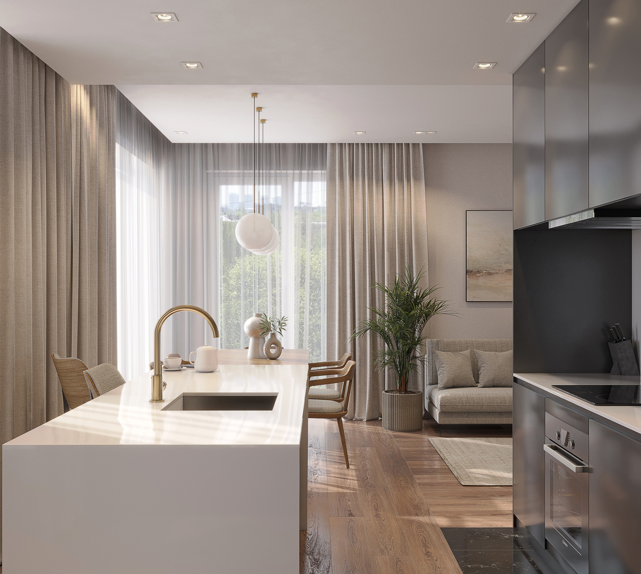 Фото  Kitchen-living room! 