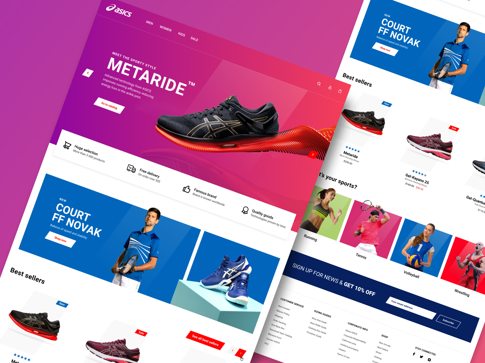 Фото Дизайн интернет-магазина кроссовок Asics. Главная страница сайта.