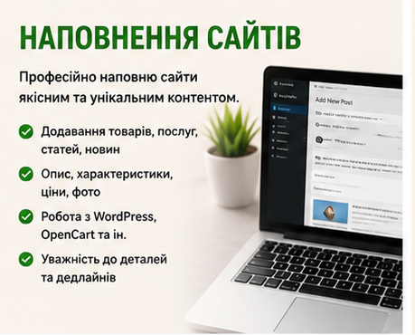 Фото Наповнення сайтів інформацією та товарами 1