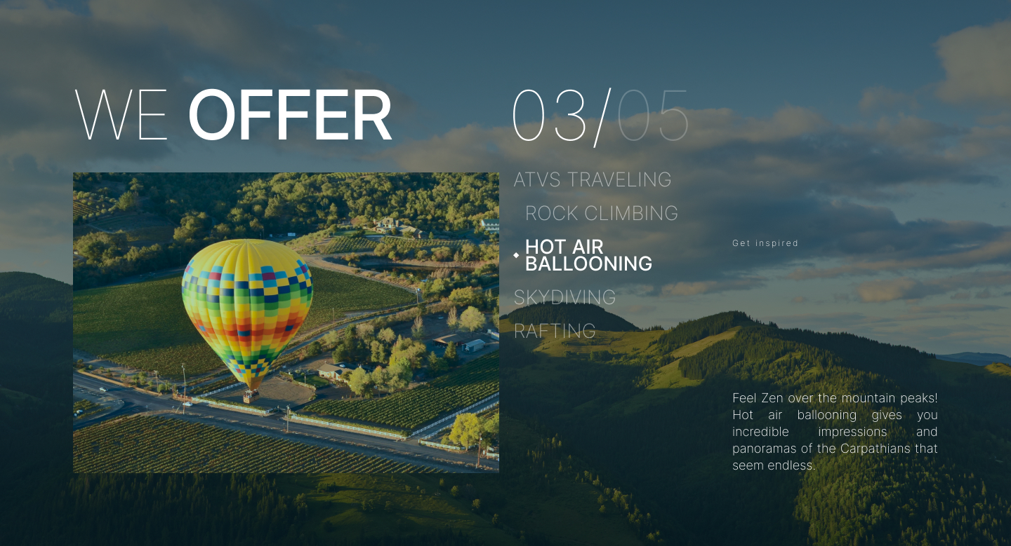 Фото Сайт Carp Travel

React.js, Next.js, Tailwind CSS, TypeScript

Адаптивна верстка, навігаційне меню, слайдери, форма зворотнього зв'язку

Виконання - 7 днів
