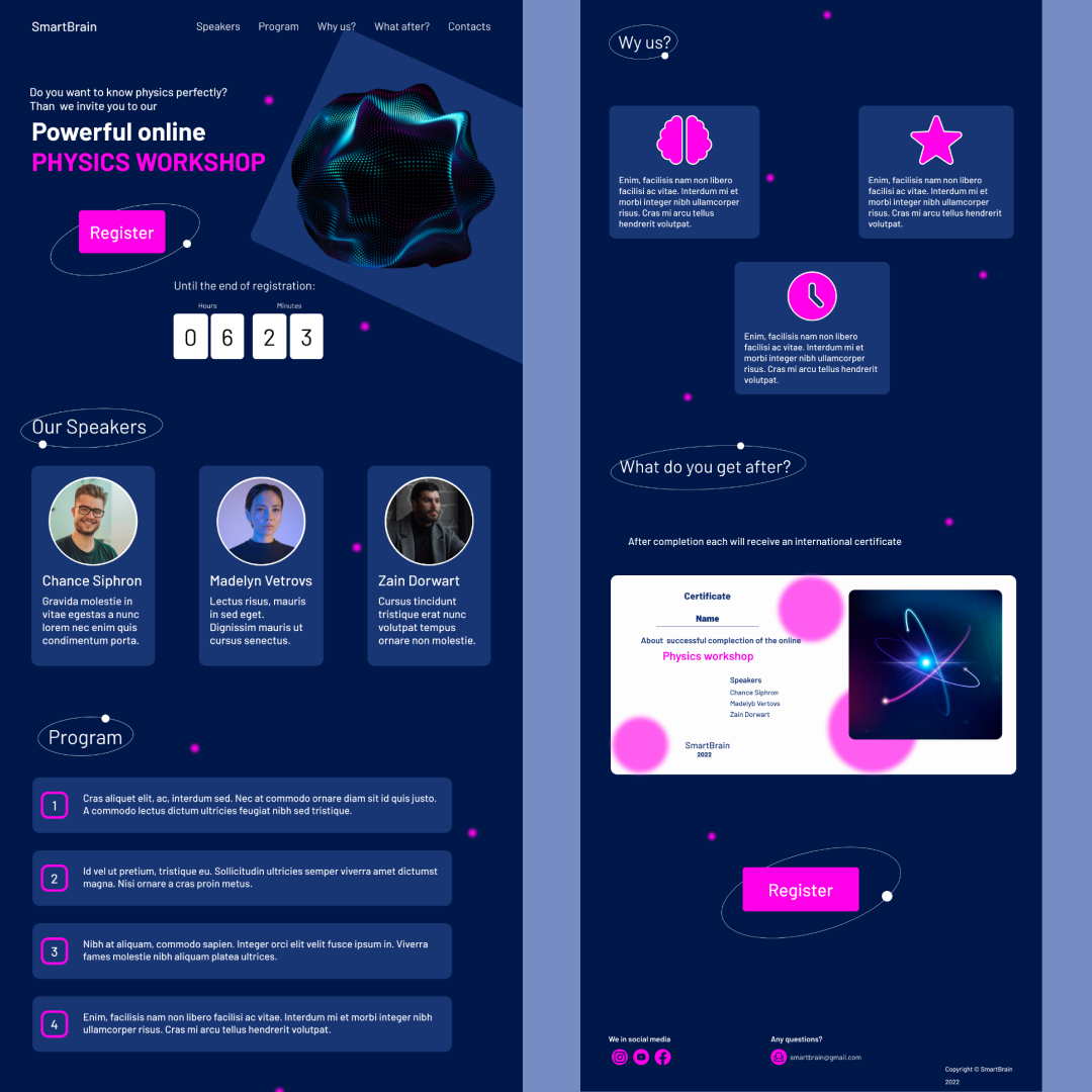 Фото Лендінг для воркшопу по фізиці