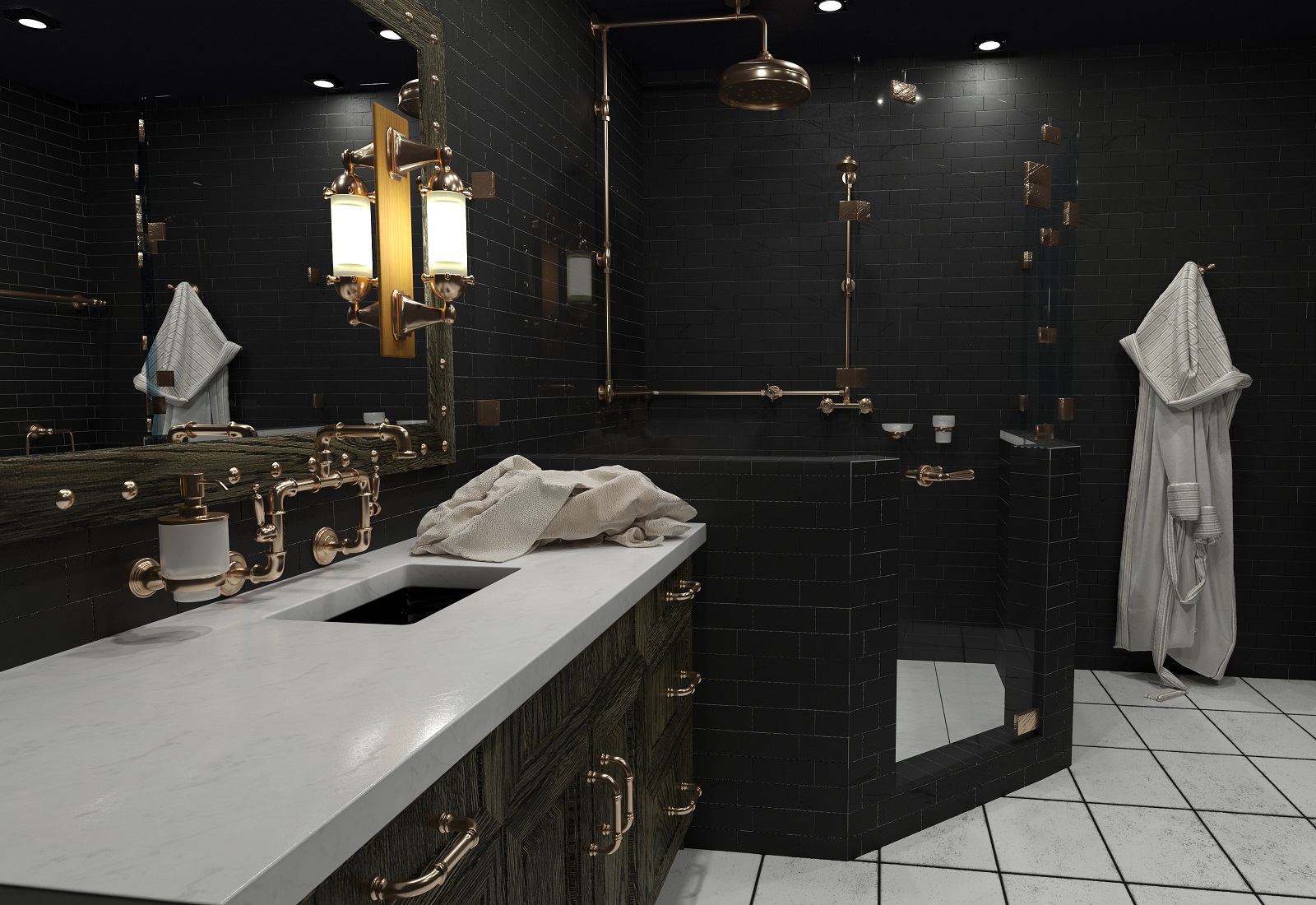 Фото Ванная комната сделанная в 3D max в corona render,сделал за 48 часов 