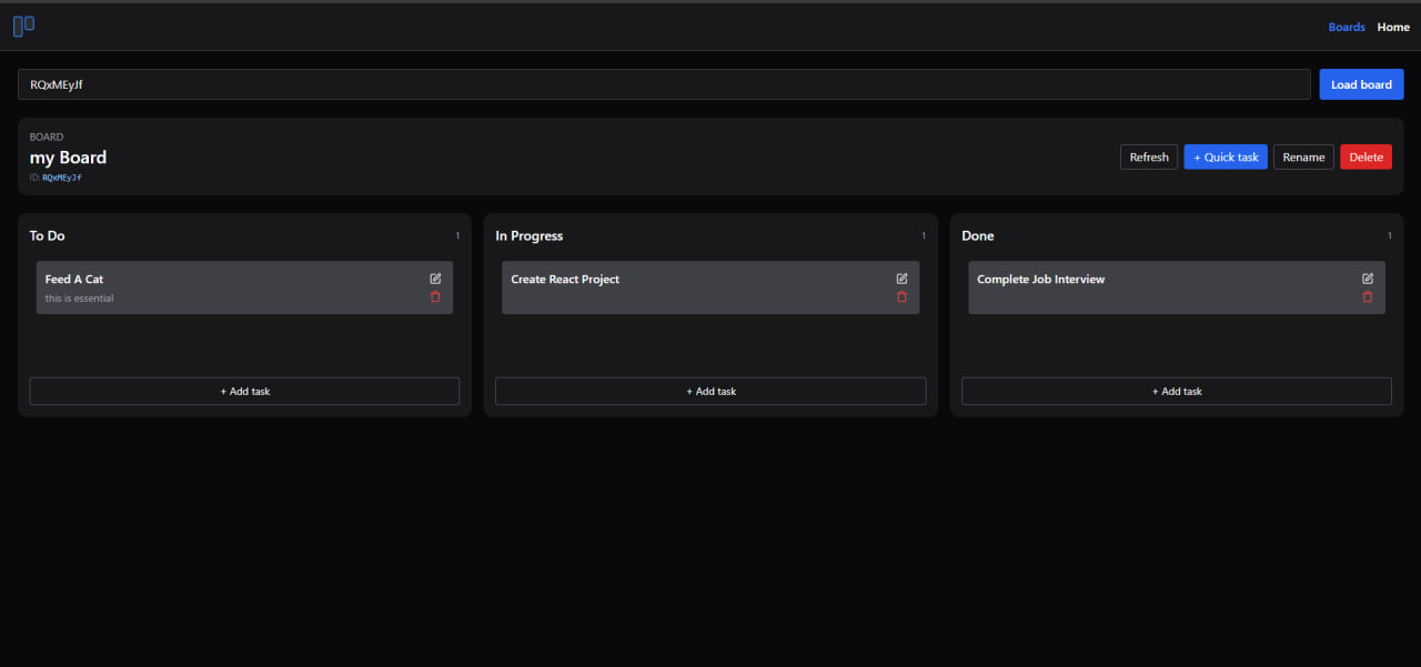 Фото Створив веб-додаток Kanban Board на React з drag & drop функціональністю для задач.
Реалізував додавання, редагування та видалення карток, адаптивний інтерфейс, логіку збереження та чисту компонентну структуру.
Проєкт виконаний як демонстрація моїх навичок у React, TypeScript та UI-архітектурі.