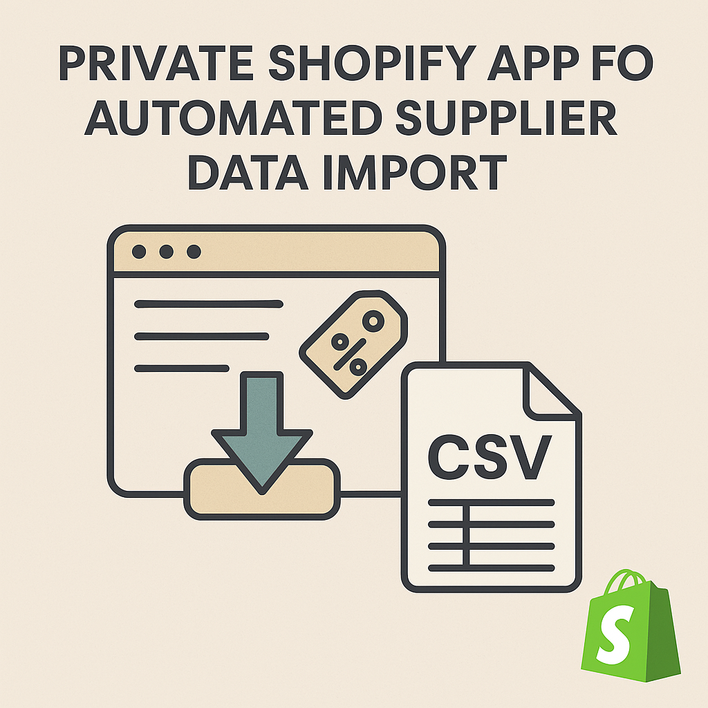 Фото Приватний додаток Shopify для автоматизації імпорту даних постачальника

Клієнт звернувся із запитом на розробку приватного додатка для Shopify, який би автоматично отримував дані із сайту постачальника — залишки та ціни — доповнював їх параметрами замовника та публікував товари у магазині Shopify.

Ми реалізували рішення, де додаток автоматично завантажує дані, модифікує їх за заданими правилами (націнка, теги, статуси) та оновлює товари у Shopify. Також додаток формує структурований CSV-файл, спеціально підготовлений для завантаження на іншу платформу. Файл містить такі поля: SKU, Product title (Brand name, item name, flavor and weight), EAN/barcode, Price API, Price Shopify та Quantity. CSV оновлюється кожні 10 годин, забезпечуючи точність і актуальність даних без ручної роботи.
