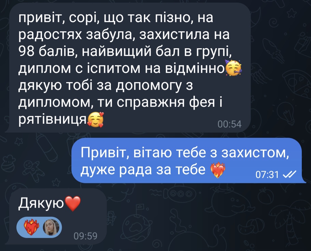 Фото Відгук на повний супровід бакалаврської роботи 
