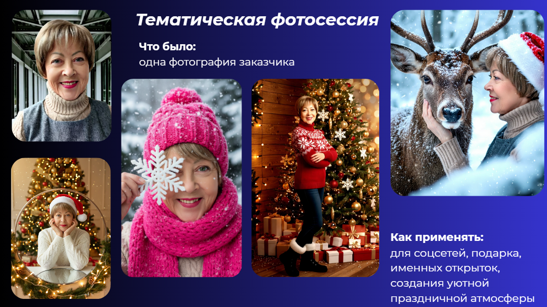 Фото Зимняя/новогодняя атмосферная фотосессия из одной фотографии. Срок выполнения - до 24 часов.