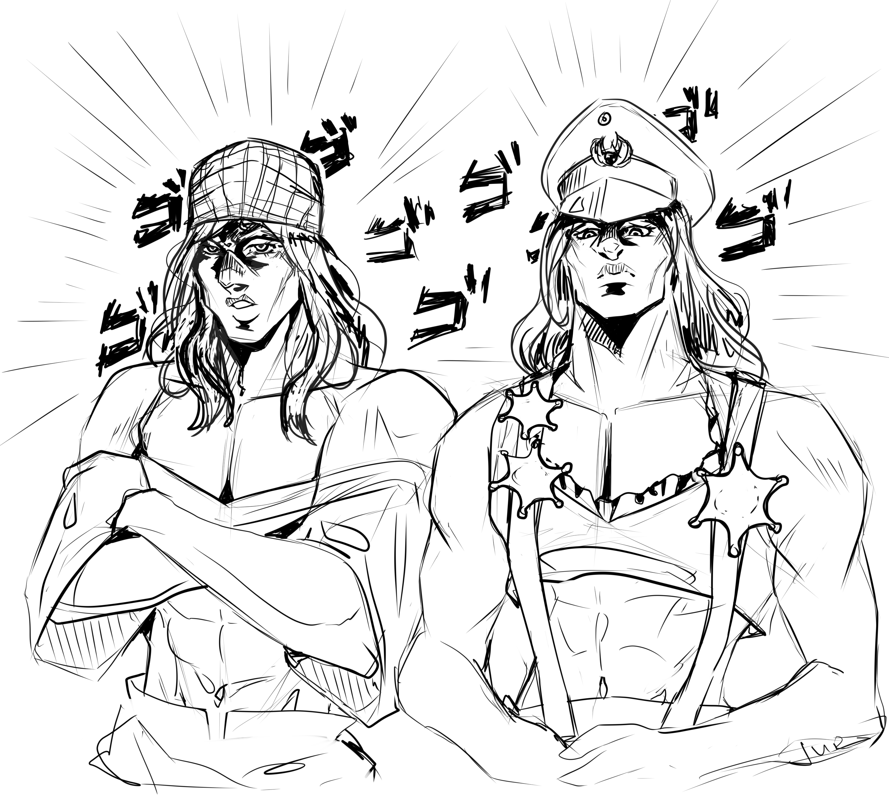 Фото Фан-арт, персонажи фильма "Няньки", стилизация под JoJo's Bizarre Adventure
