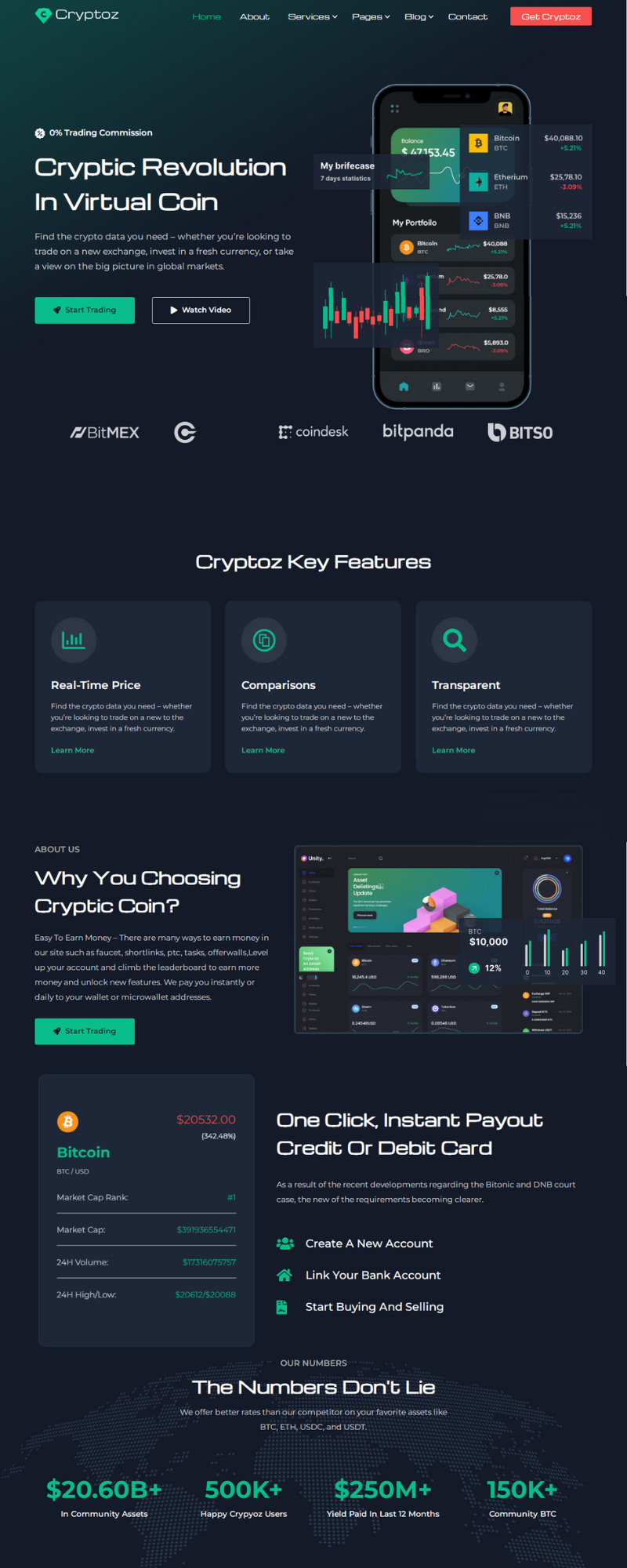 Фото Верстка головної сторінки, для кріпто біржі)