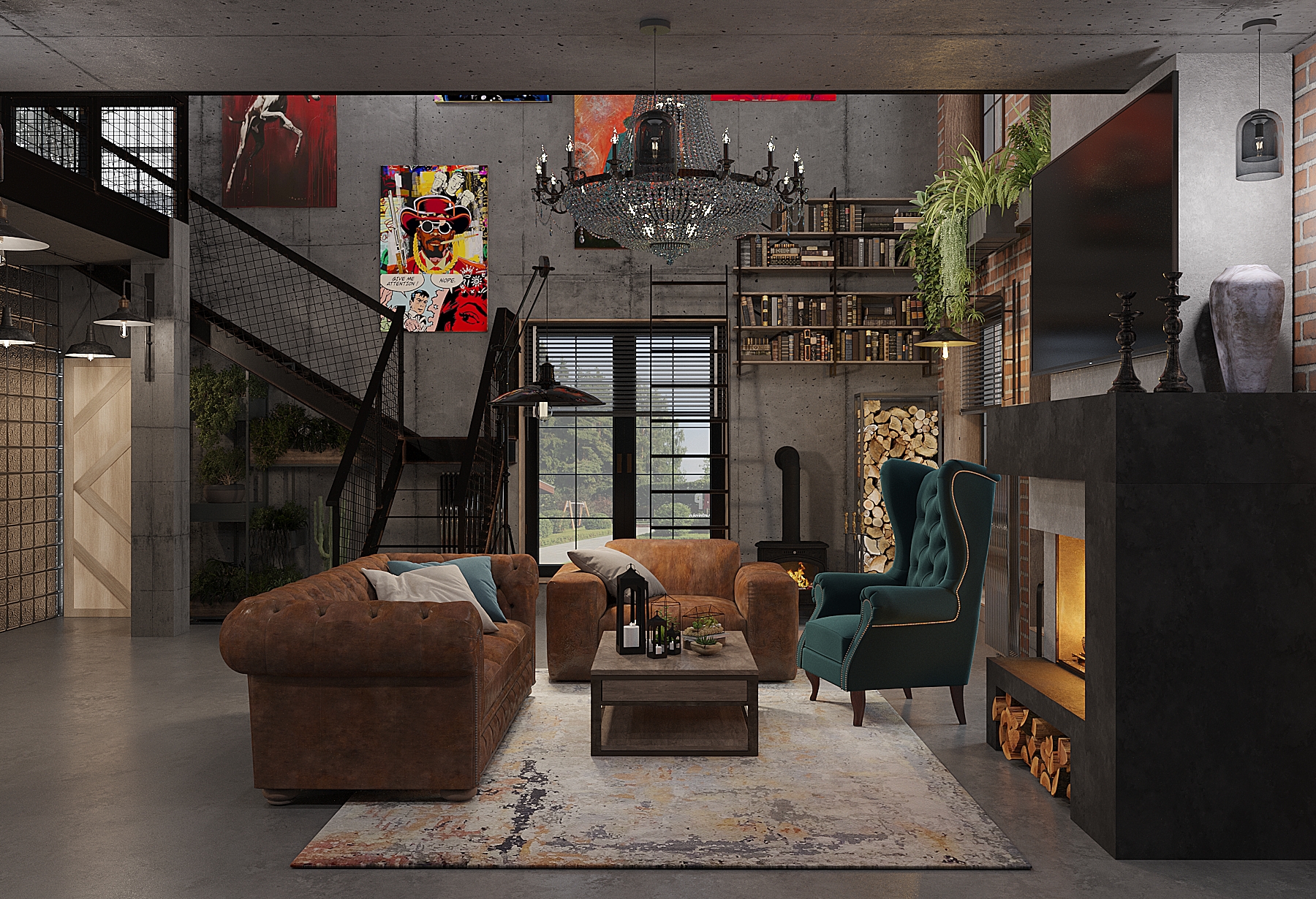 Фото 3D візуалізація  приватного будинку в стилі LOFT. Ведення повного дизайн-проєкту, надання всіх необхідних технічних креслень забудовникам. Підбір меблів та декору в інтер*єр. Авторський нагляд!