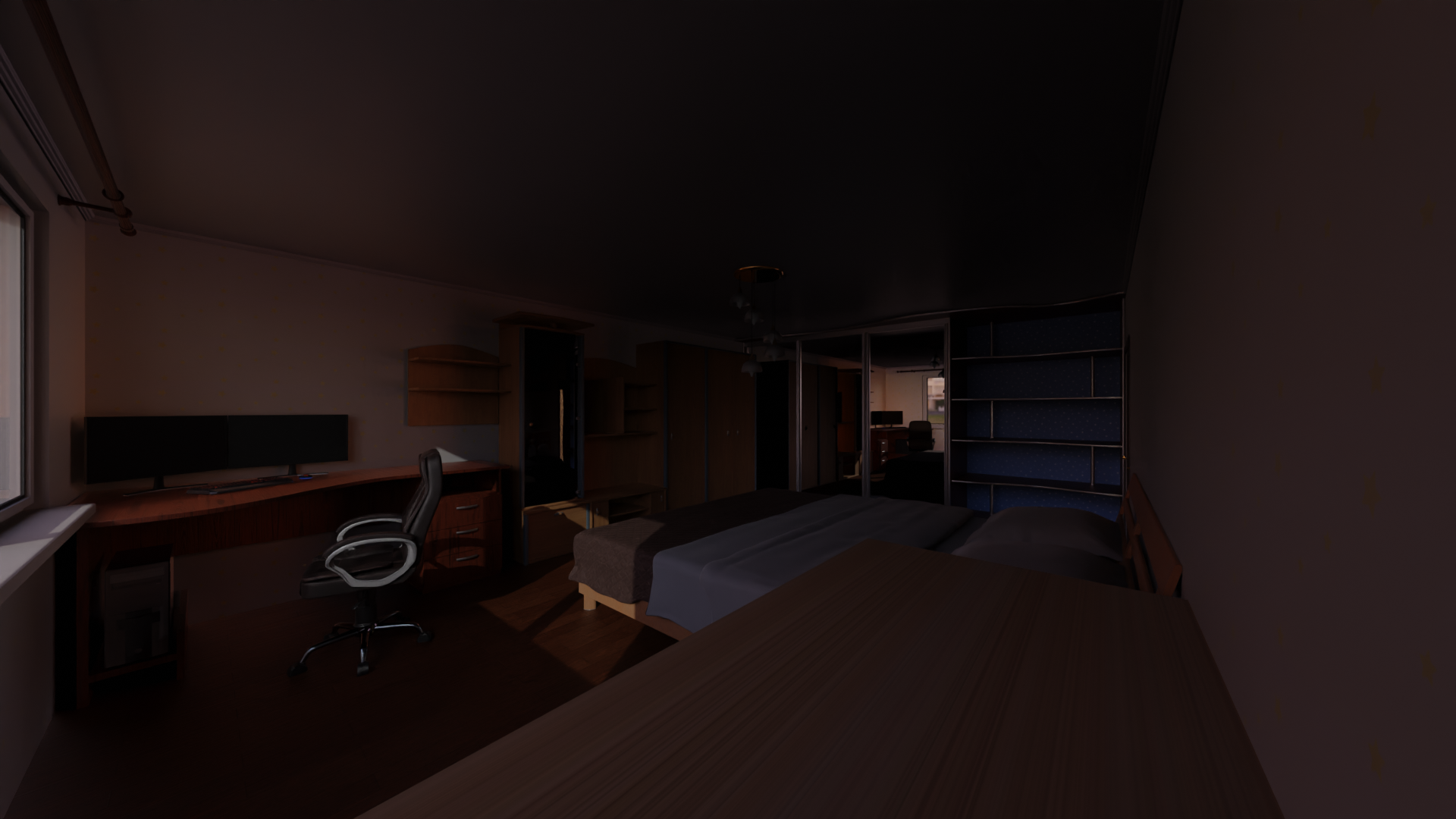 Фото 3d illustration of a real room
