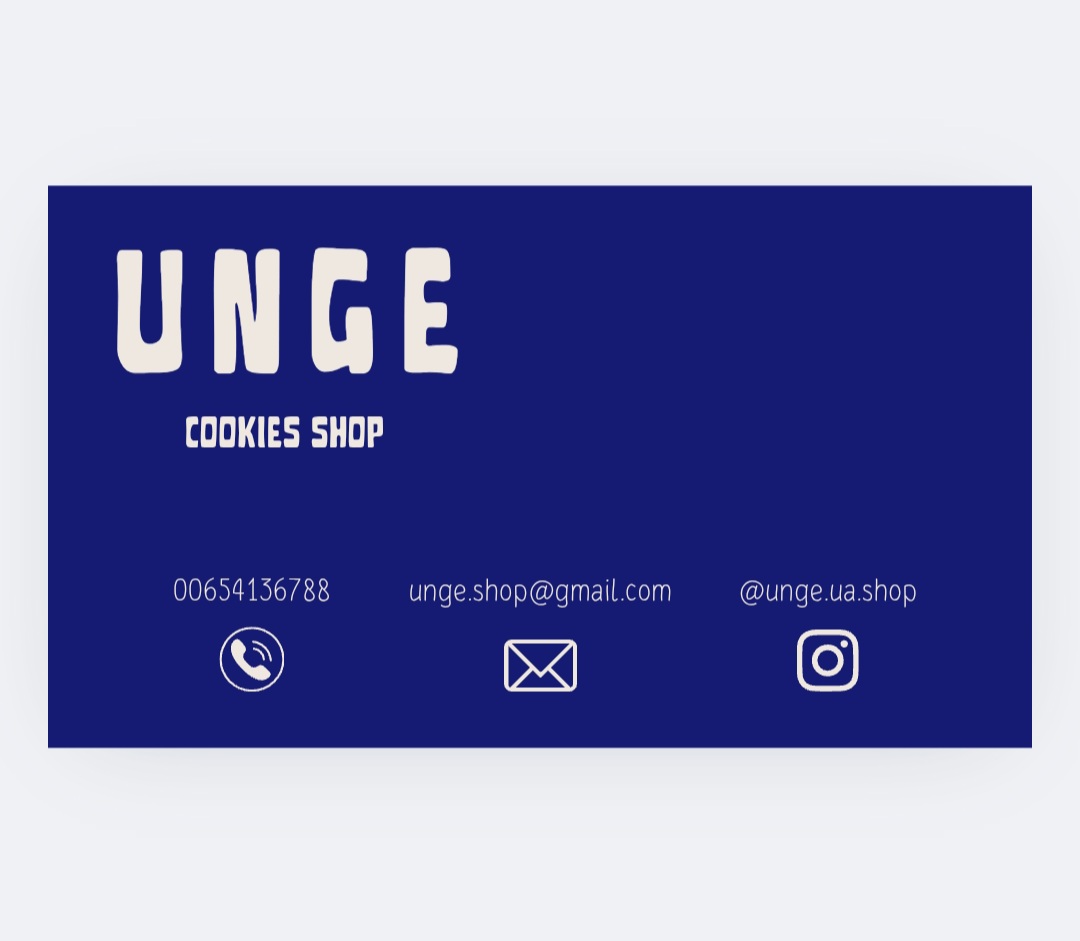 Фото візитка для магазина печива UNGE