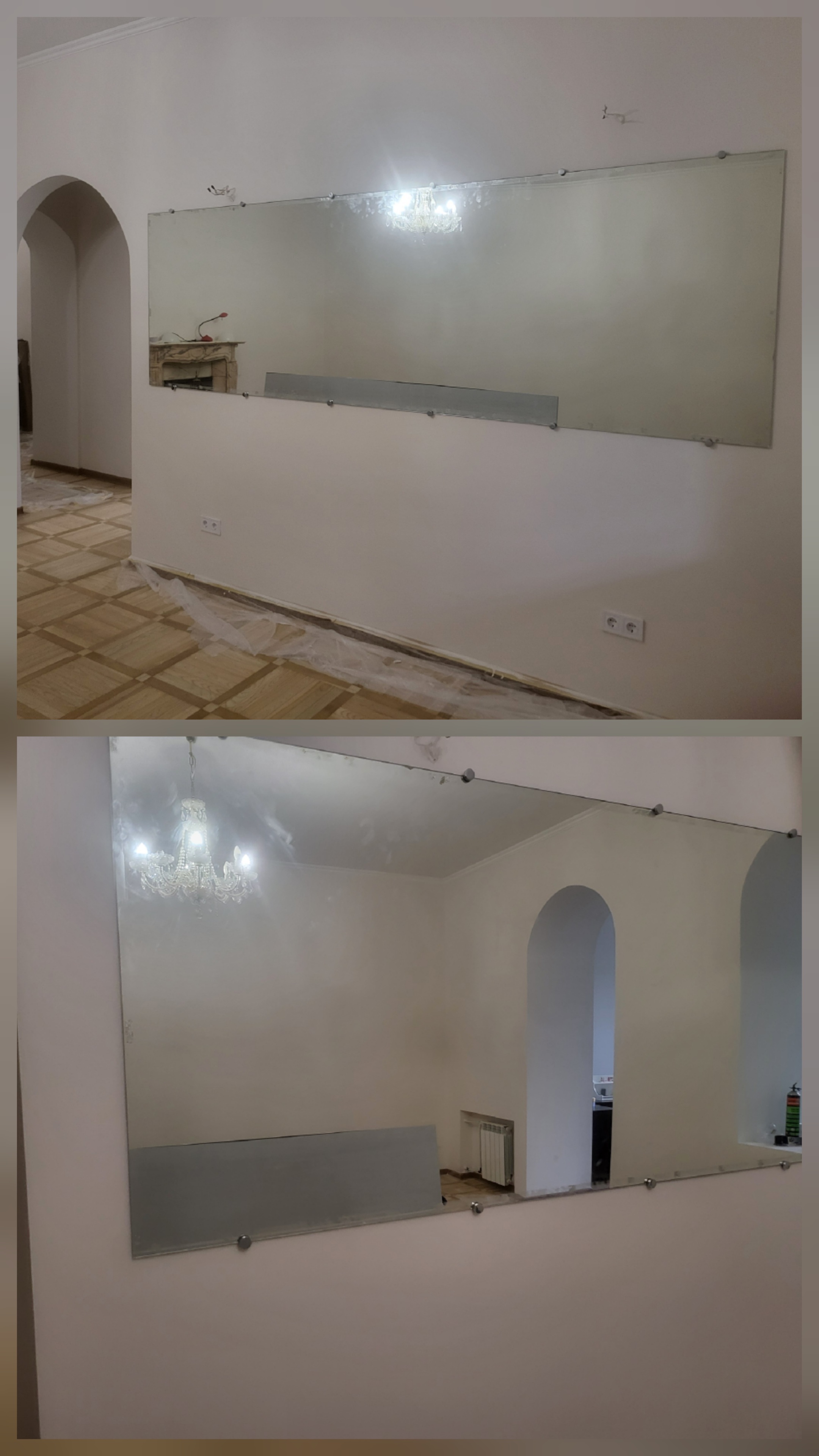 Фото Дзеркало 3.5м зручно розташував на стелі будинку ще царської забудови. Кріплення - дюбеля 10ка+задню стінку проклеїв на всю довжину. Замоаник задоволений.