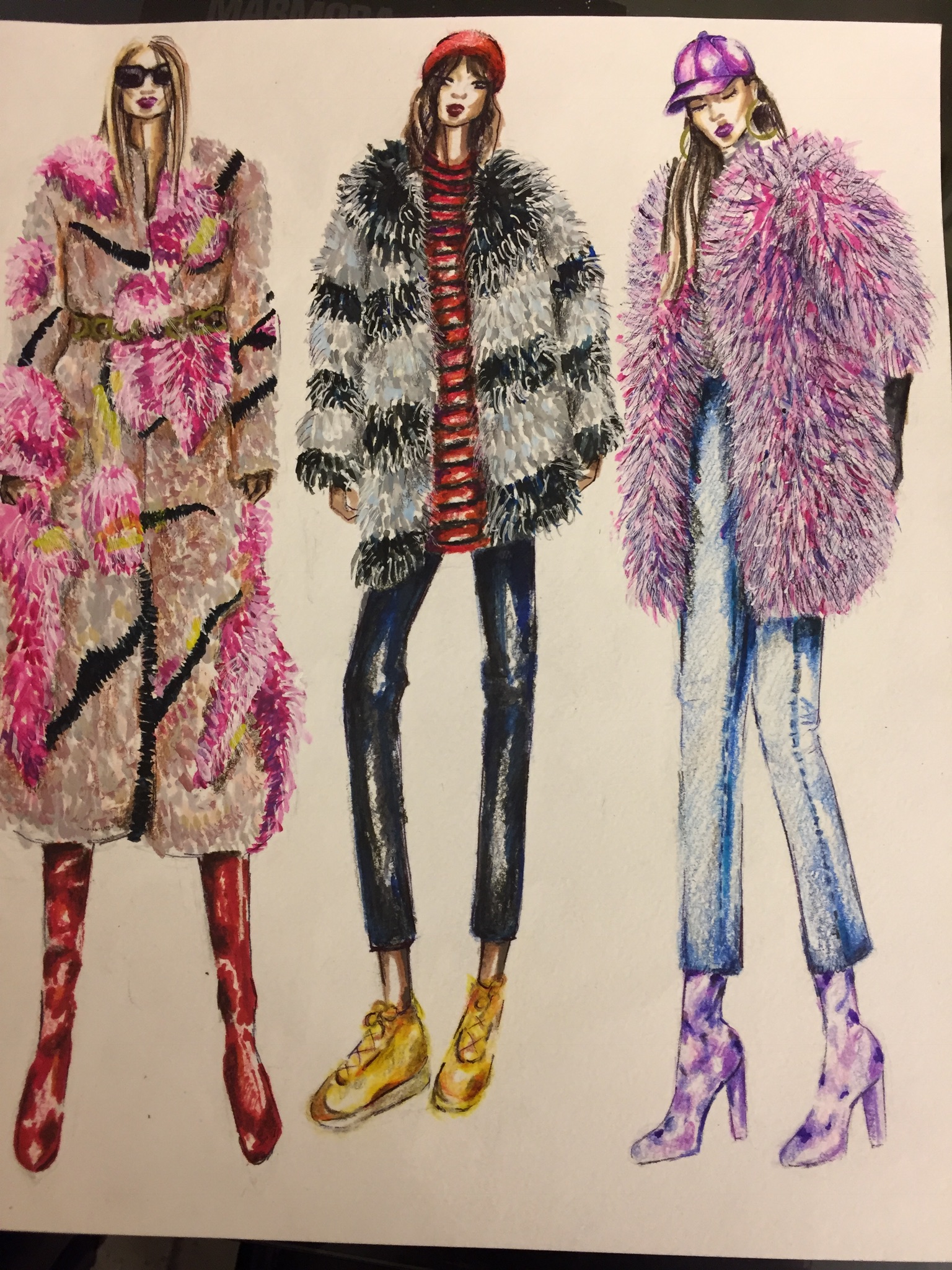 Фото Fashion illustration. Шубы 