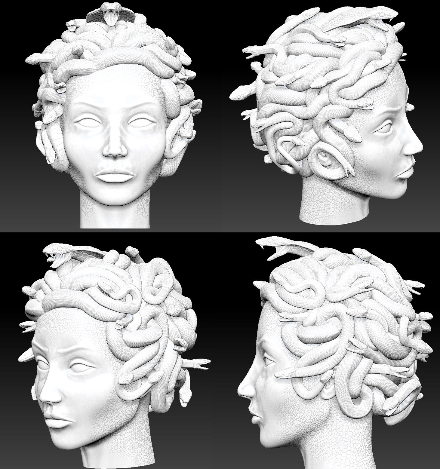 Фото Модель голови Медузи Горгони, моделювання в 3D max + ZBrush