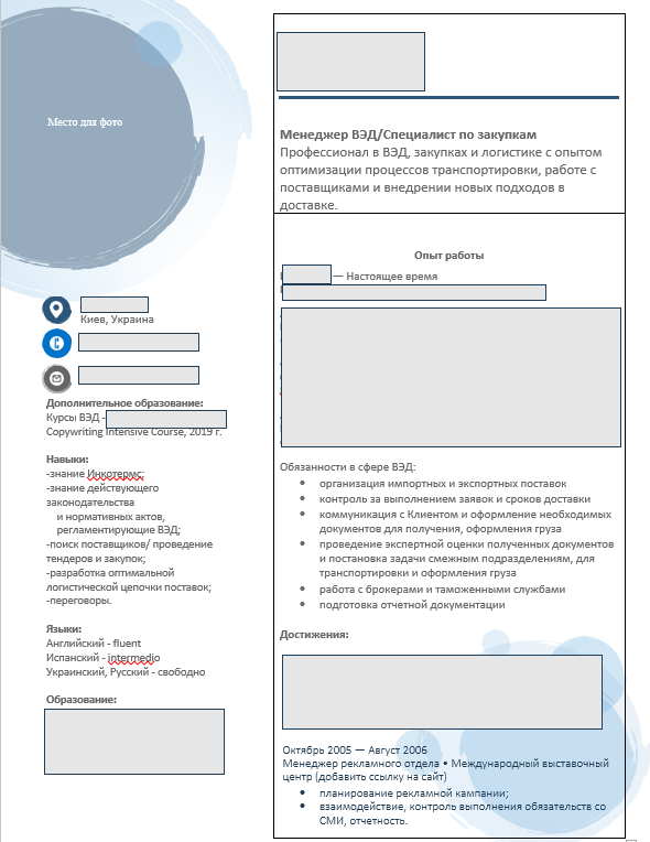 Фото Написание резюме для клиента