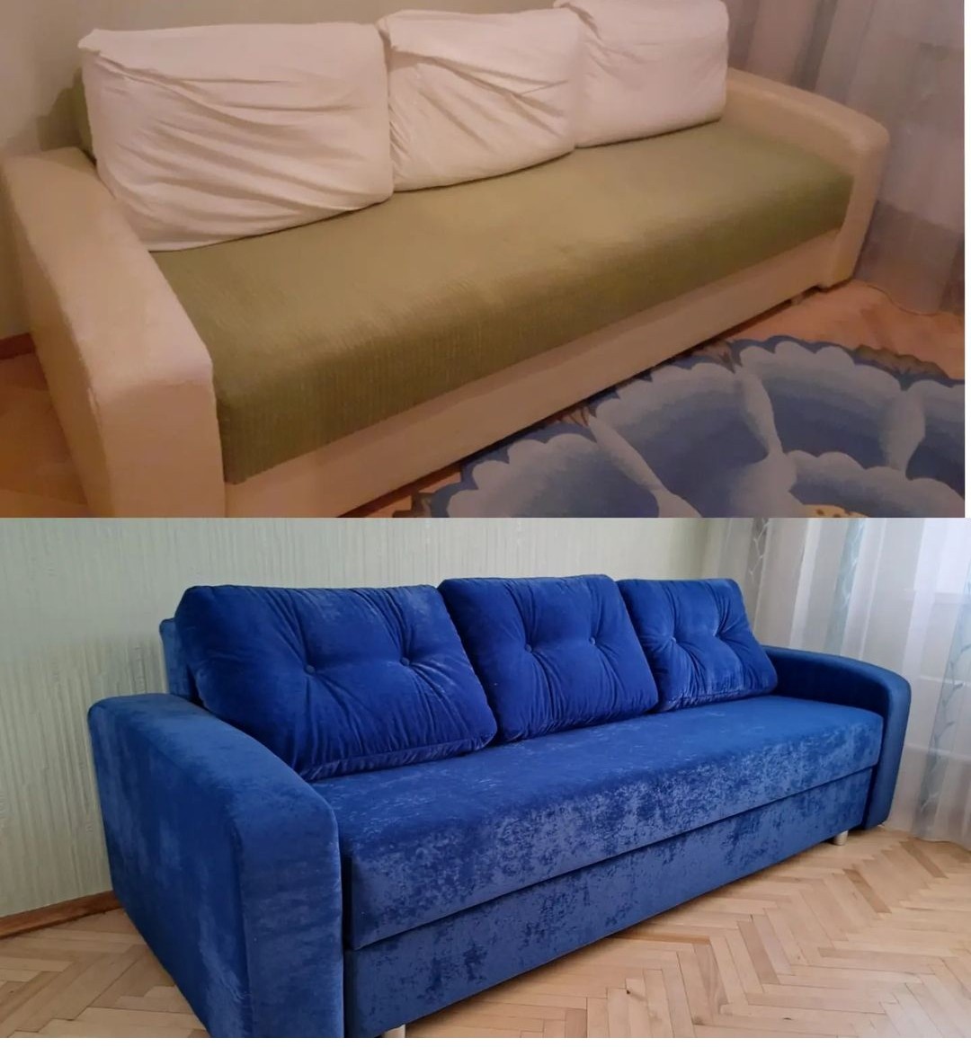 Фото Перетяжка дивана книжки, тканина антікоготь 