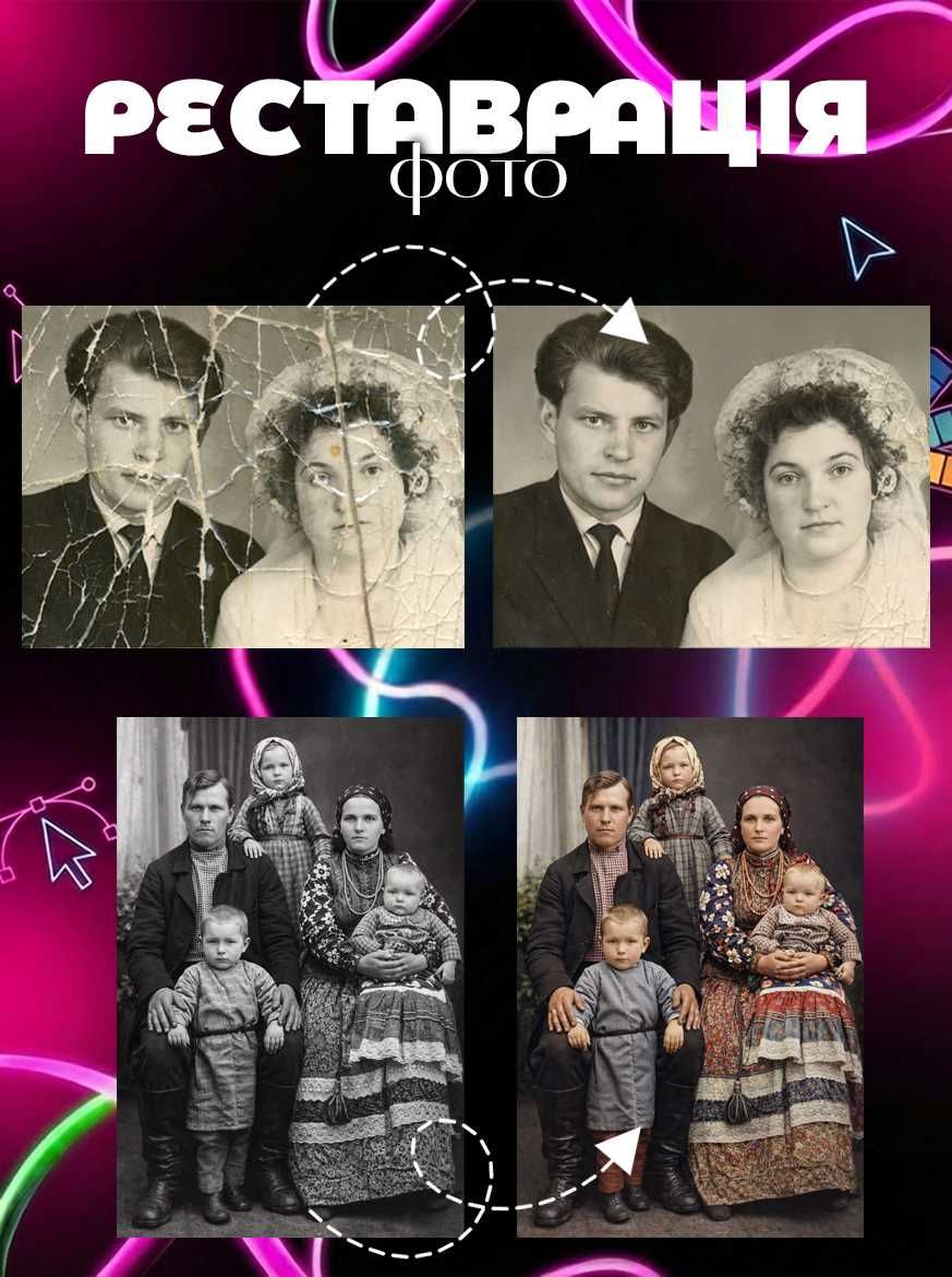 Фото Ретуш фото, відновлення старих фото людей, будинків, реставрація фотографій та їх обробка