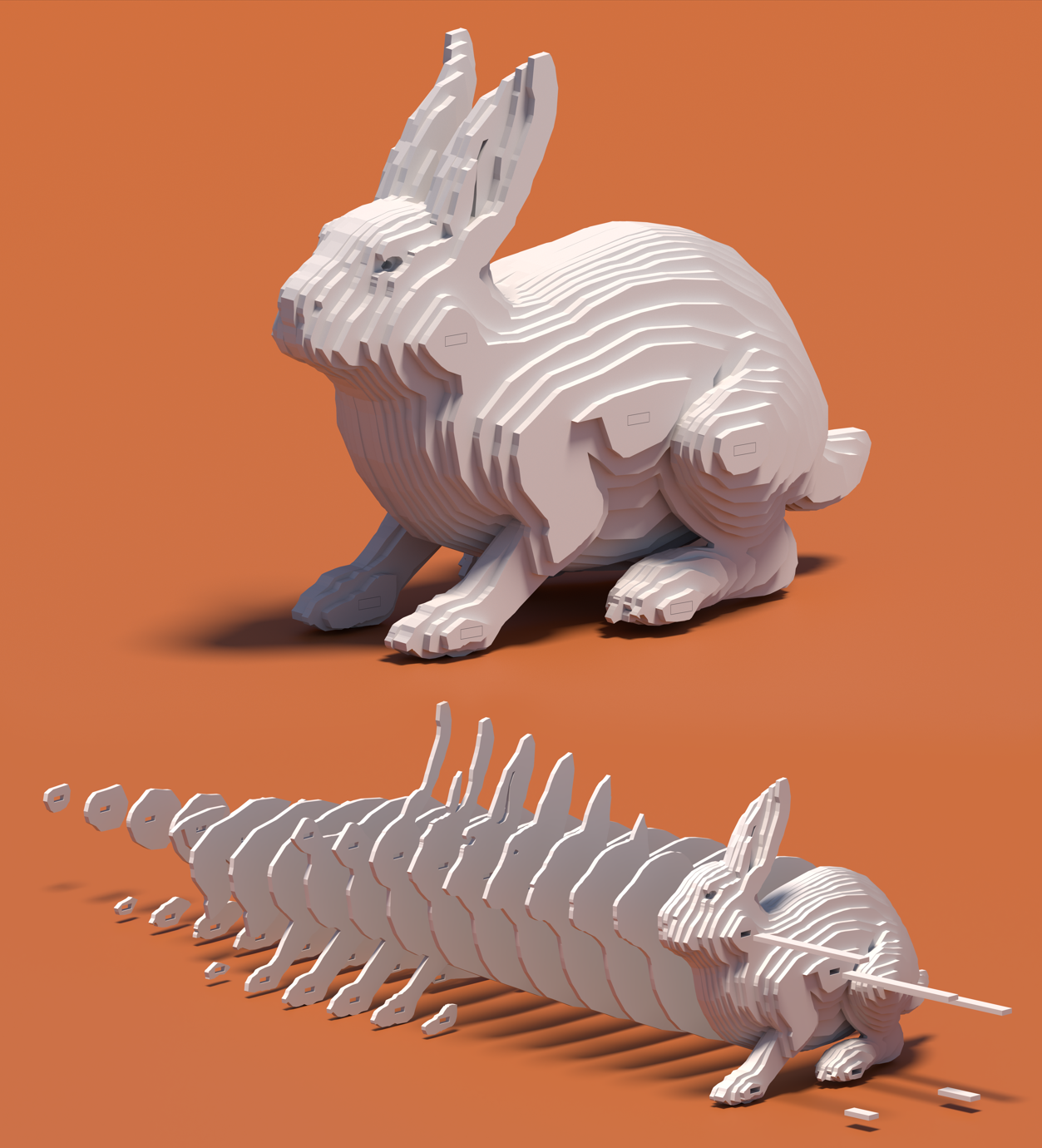 Фото Створення унікальної моделі параметричного зайця, підготовка файлів для ЧПУ