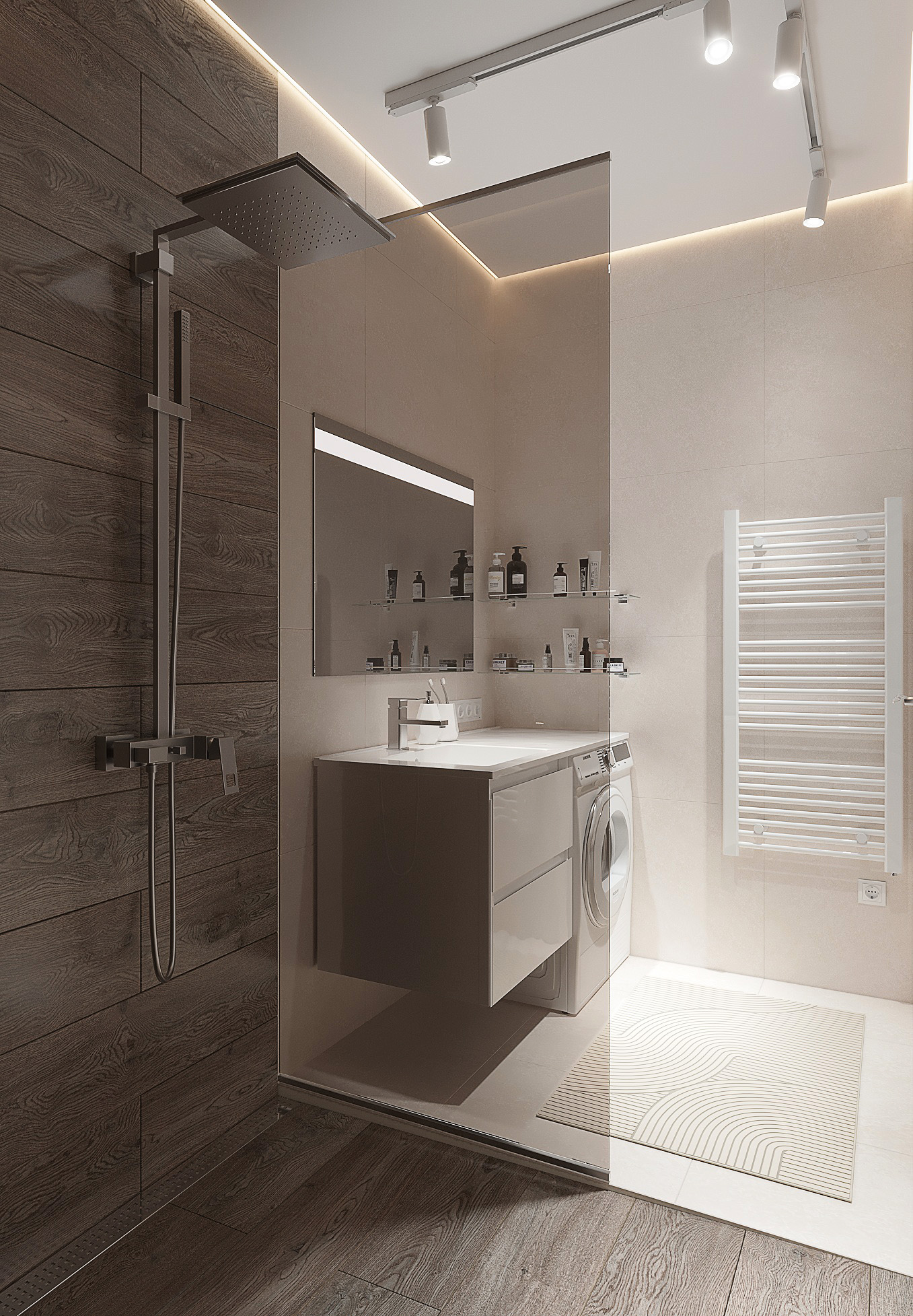 Фото Modern bathroom design - 3D visualization.
