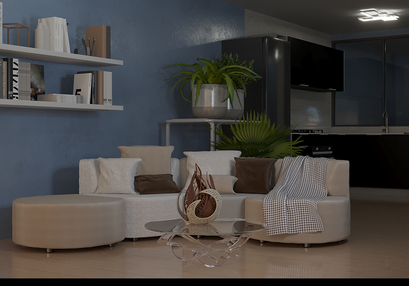 Фото Создание дизайна однокомнатной квартиры и визуализация в 3dsMax. затрачено 7 дней.