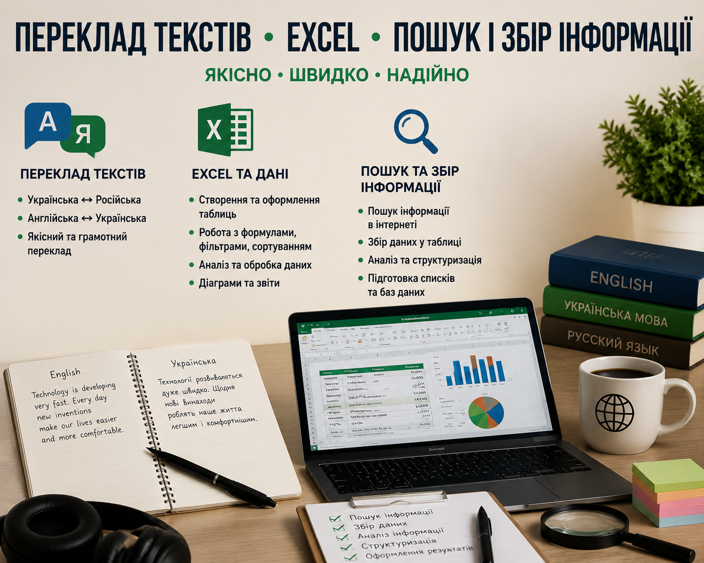Фото Переклад текстів | Excel та обробка даних | Пошук і збір інформації 📊 1