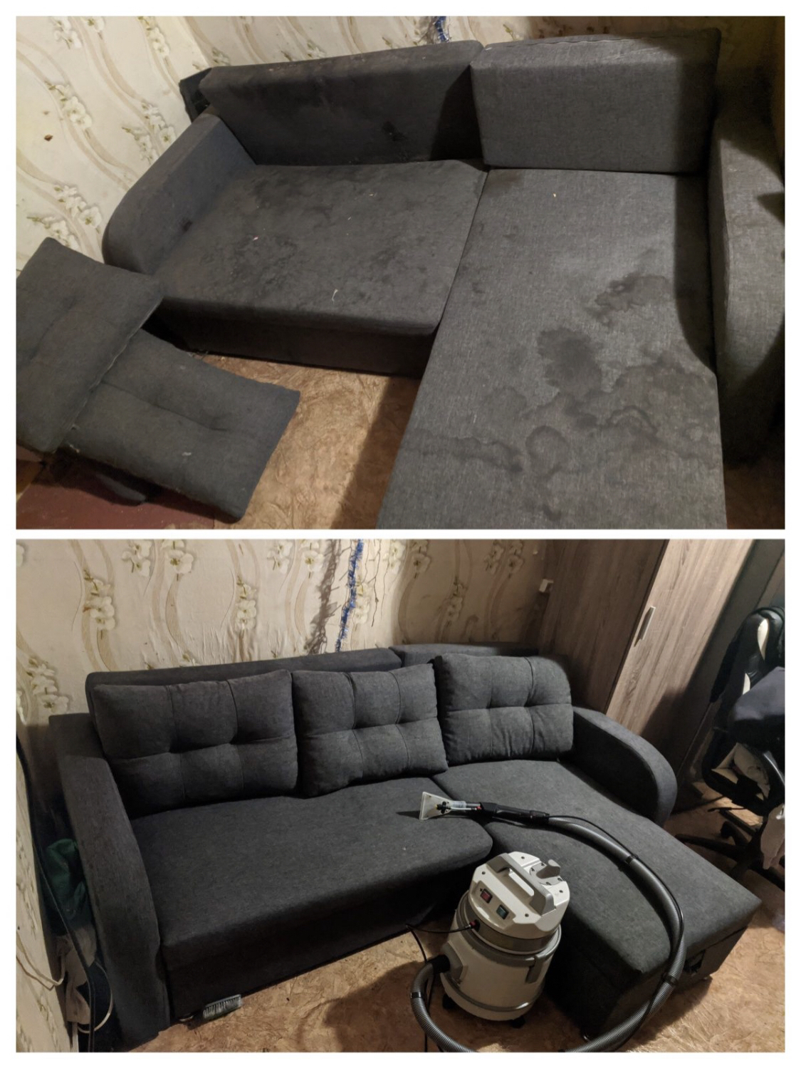 Фото Кутовий диван 2.5х1.5
Тривалість чищення 1.5-2 години
Час висихання 5-8 годин.
Вартість 1000 грн.
