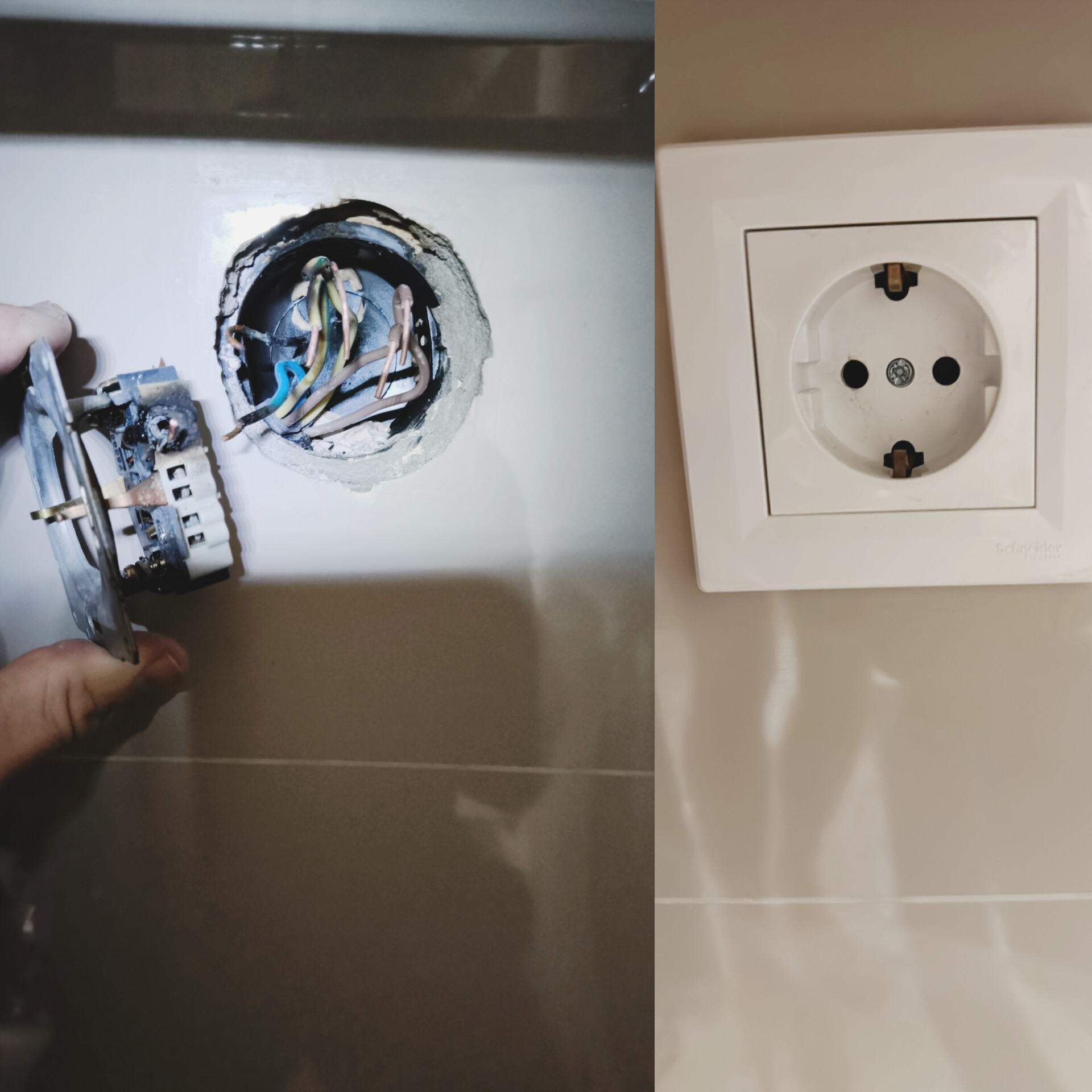 Фото заміна згорілої розетки