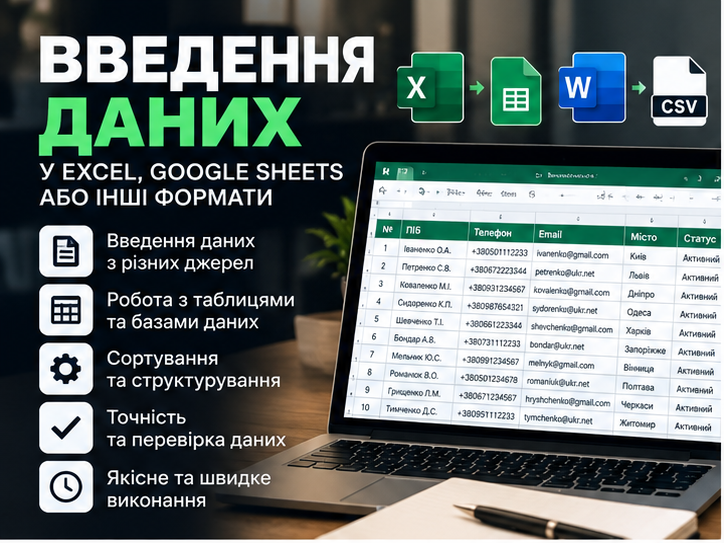Фото Введу та впорядкую дані в Excel або Google Sheets 1
